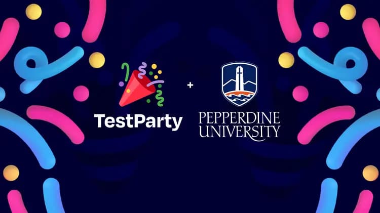 Pepperdine University logo displayed next to the TestParty logo