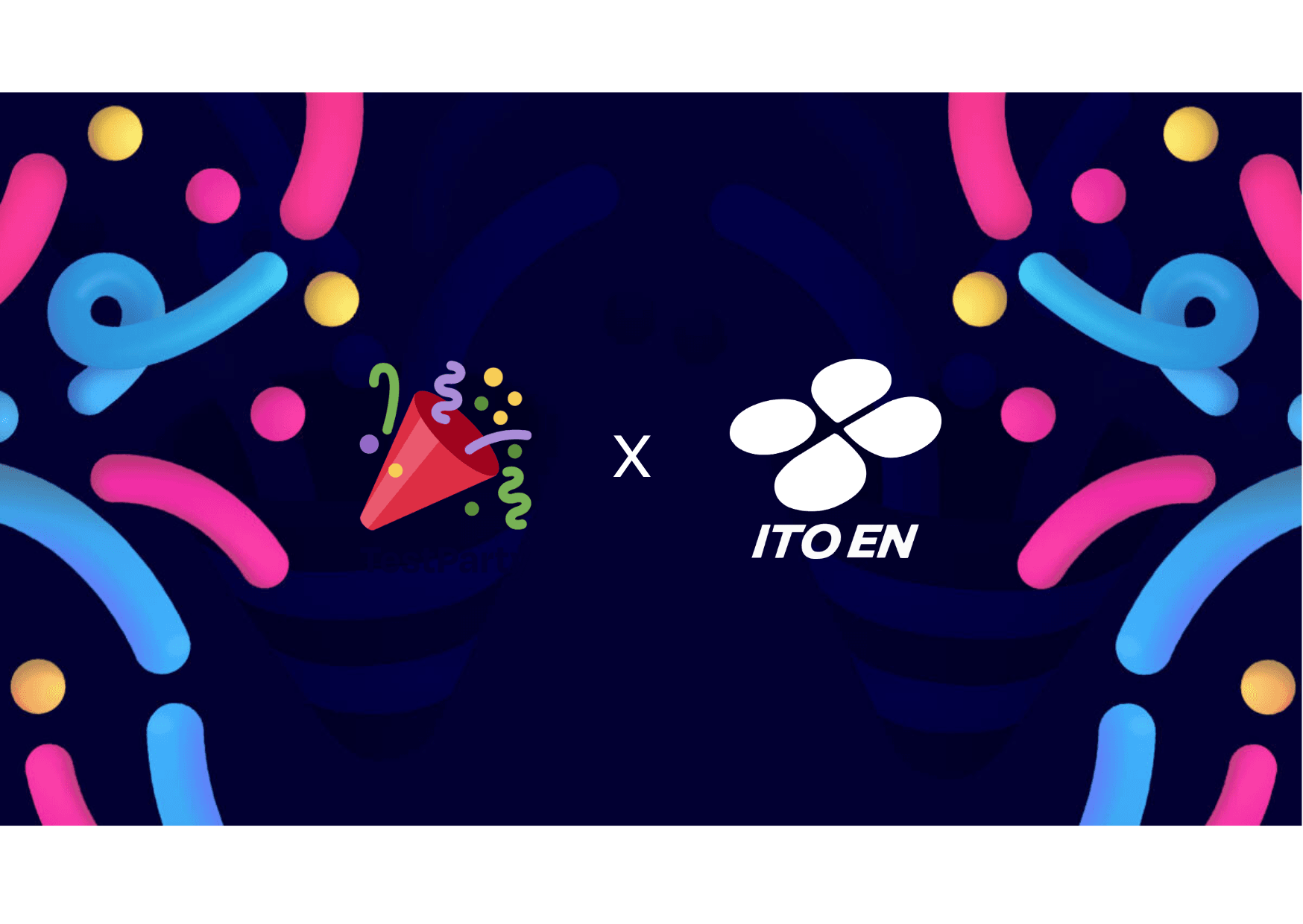 ITO EN and TestParty logos on a confetti-style background with the text ‘ITO EN x TestParty Case Study’.