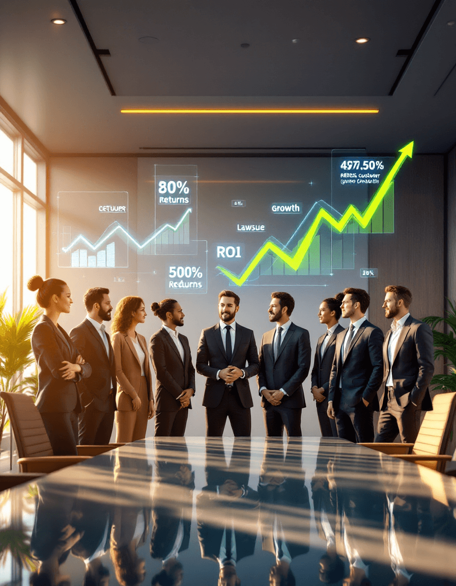 Business statistics dashboard illustration showing compelling ROI proof points for accessibility investment